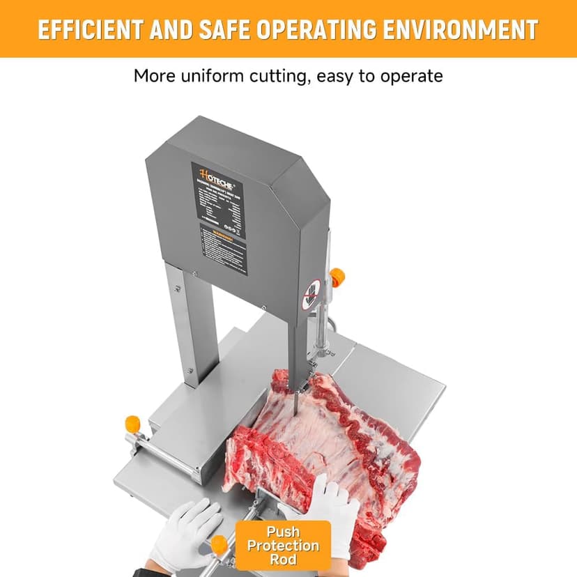 Hoteche 10-Inch Commercial Electric Meat Bandsaw - 550W, 9.5" Cutting Depth, 10" Cutting Width Ideal for Meat, Bone, and Frozen Food Processing