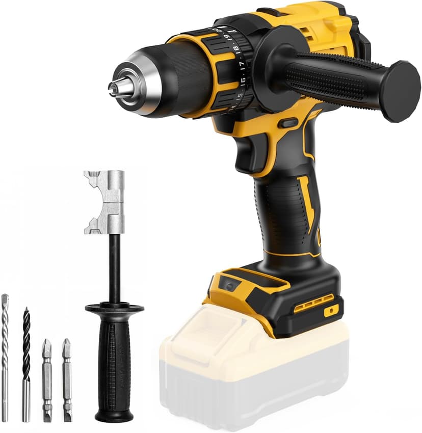 Cordless Hammer Drill Compatible with Dewalt 20V MAX Battery(No Battery)20V Brushless Drill, 1/2" Cordless Drill for Concrete with Variable Speed for Home Improvement, Woodworking, Metal
