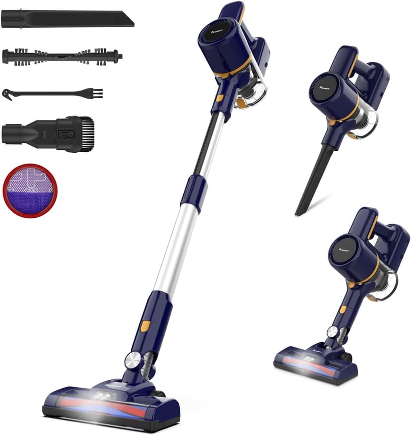 Cordless Vacuum Cleaner, 6-in-1 Multifunction Cordless Vacuum, 210W Powerful Vacuum Cleaner, 6 Cell 2200mAh Stick Vacuum Cordless Rechargeable for Home (Deep-Blue)