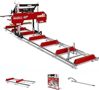 32" Portable Sawmill (5 x Blades Included), ZONSEN 459cc 15HP E-Start Gasoline Engine, 29" Board Width, 20' Track Length (13' Track Length + 6.6' Track Extension Included), SM-32