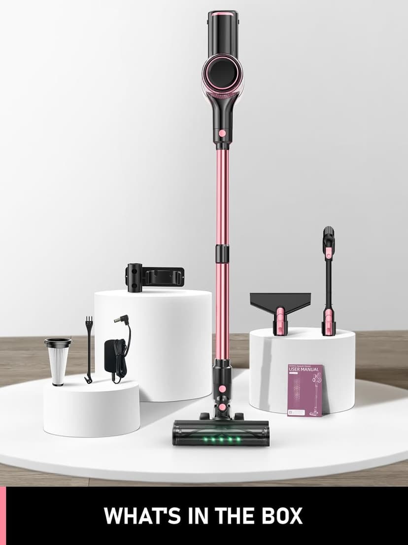 Cordless Vacuum Cleaner, 8 in 1 Vacuum Cleaner for Home with LED Display, 3 Suction Modes, Anti-Tangle Brush, 45mins Runtime Lightweight Stick Vacuum for Home Hardwood Floor, Pet Hair, Carpet