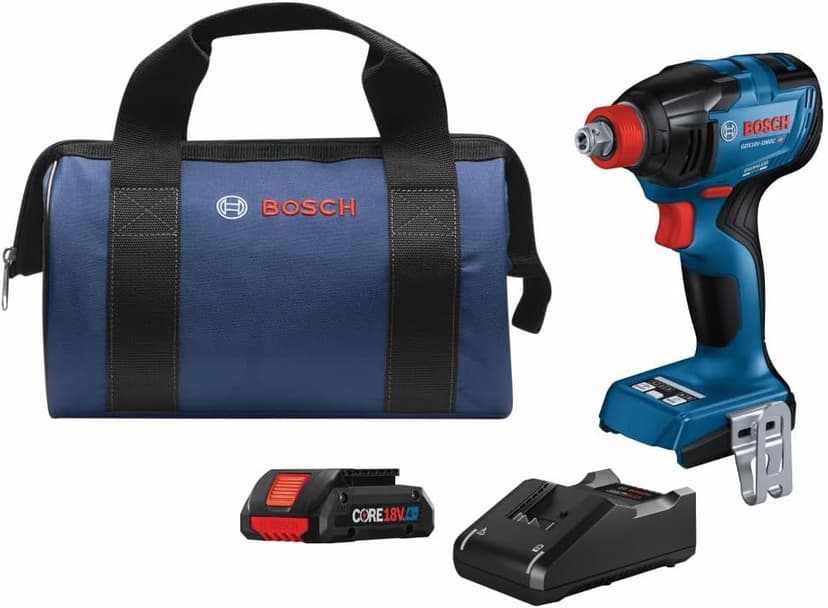 BOSCH GDX18V-1860CB15 18V Connected-Ready Two-In-One 1/4 In. and 1/2 In. Bit/Socket Impact Driver/Wrench Kit with (1) CORE18V 4 Ah Advanced Power Battery