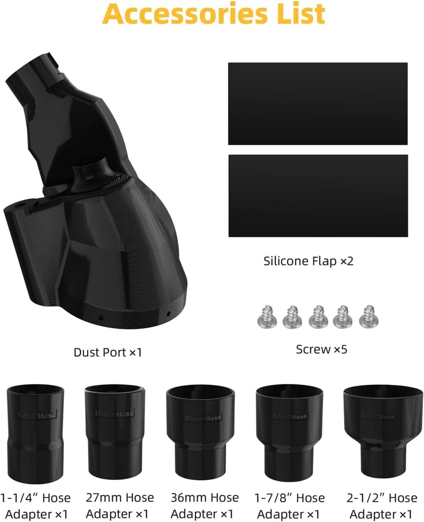 Dust Collection Port for DeWalt DWS779 & DWS780 Miter Saws - 5 Hose Adapters, Maximizes Dust Extraction for Clean Work Environment