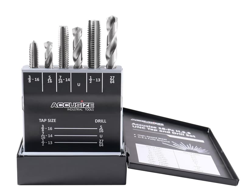 Accusize Industrial Tools U.N.C. 18 Pc H.S.S. Tap and Drill Set, 0001-0040