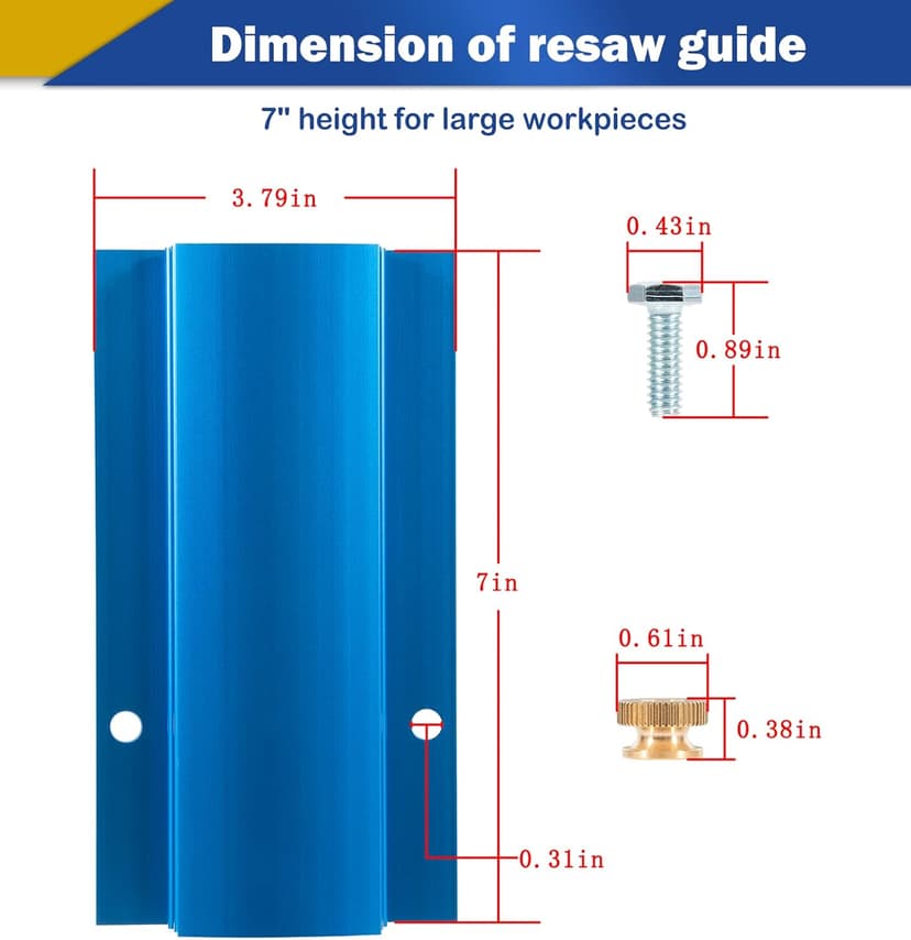 KMS7214 Resaw Guide 7" (178mm) Bolt-On Band Saw Fence Accessories, for 14" bandsaw Thin Cutting Strong Helper
