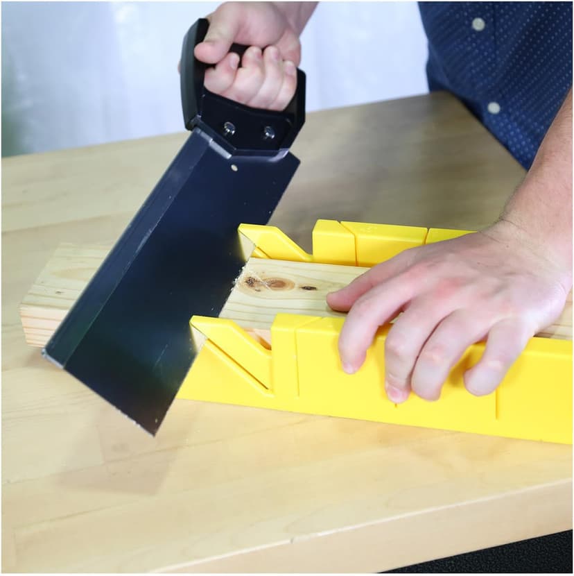 GreatNeck BSB14 Mitre Box and Saw Set, 12 Inch Mitre Box with 14 Inch Back Saw, Precision Cuts for Trim and Molding, Woodworking and Beveled Corner Cuts