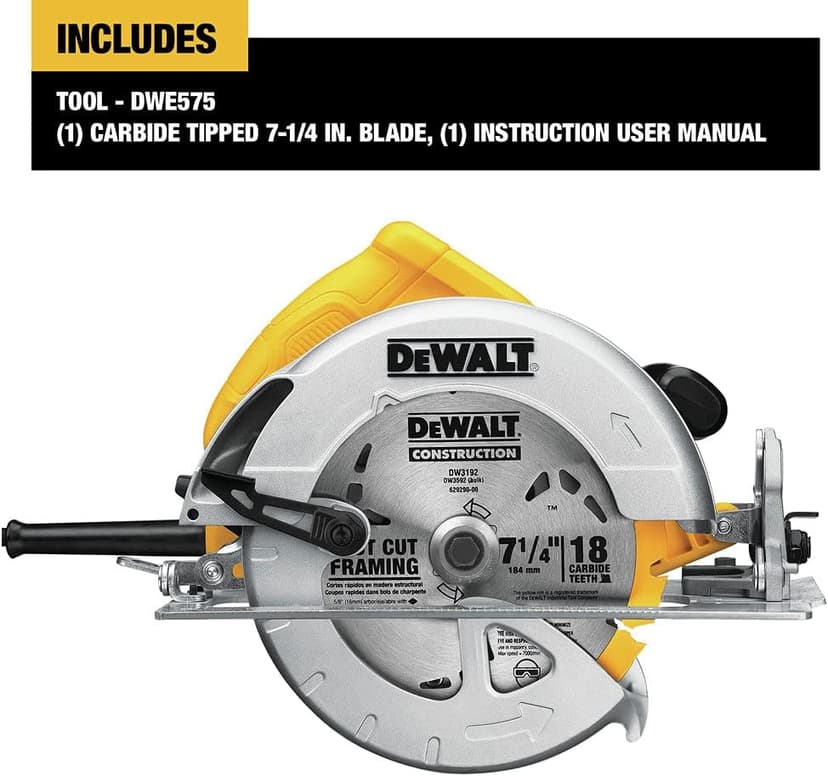 DEWALT 7-1/4-Inch Circular Saw, Lightweight, Corded (DWE575)