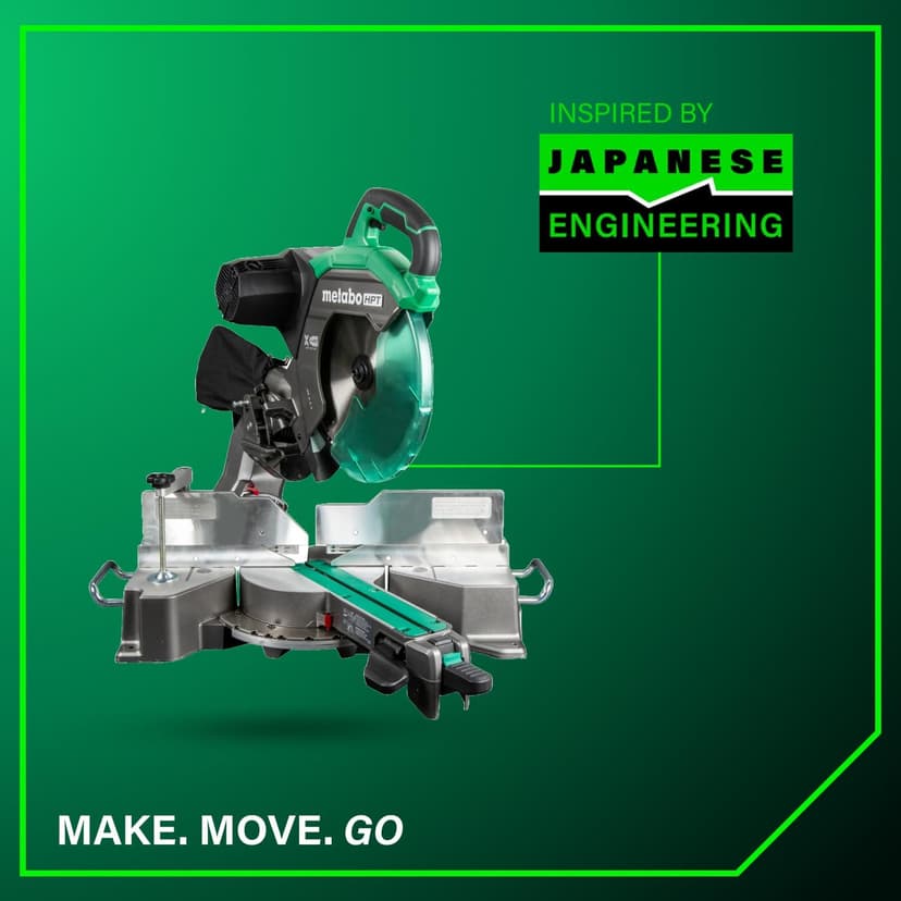 Metabo HPT 12-Inch Dual Bevel Sliding Miter Saw, 4000 RPM No-Load Speed, 45° Left and Right Bevel Range, Precision Miter Angles, 9 Detent Stops, Xact Cut Shadow Line, C12RSH3