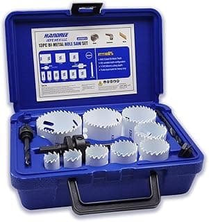 JEFE HEX 13-Piece Hole Saw Set, Bi-Metal Hole Saw Kit, M42 Bi-metal Hole Cutter Set with 9-Pc Hole Saw-3/4",7/8",1-1/8",1-3/8",1-1/2"1-3/4",2",2-1/4" and 2-1/2" for Metal, Wood, Plywood, Drywall, PVC