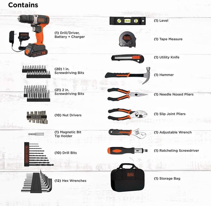 beyond by BLACK+DECKER Home Tool Kit with 20V MAX Drill/Driver, 83-Piece (BDPK70284C1AEV)