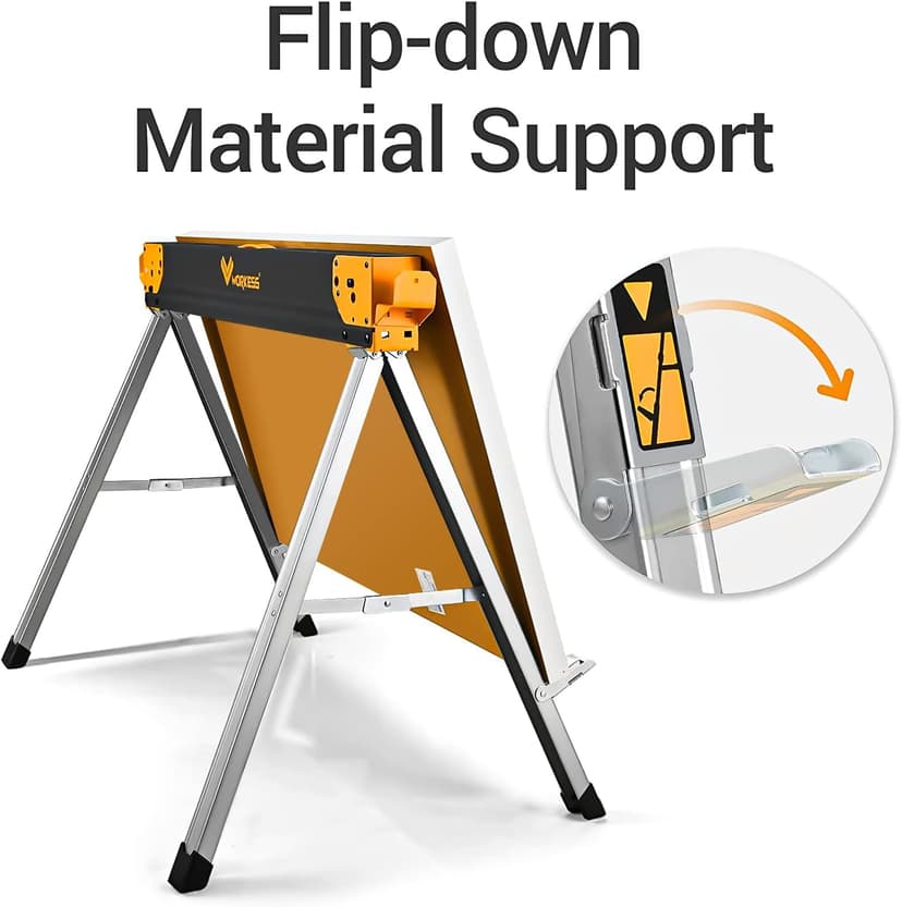 Saw Horses 2 Pack Folding, Heavy Duty Sawhorse Table 2600 Lbs Load Capacity with 2x4 Support Legs, Portable Folding and Fast Open Legs and Easy Grip Handle for Woodworking.