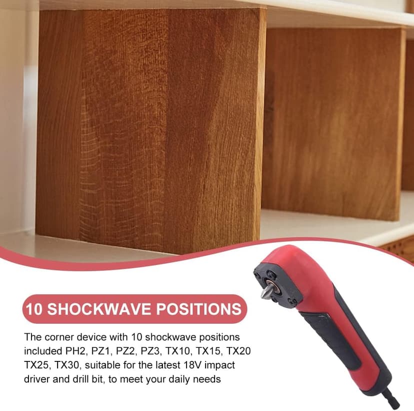 Right Angle Attachment Electric Screwdriver Repair 90 Degree Corner Device, ABS Handle Screwdriver Socket Adapter Drill Bit Corner Adapter for 18v Impact Driver and Drill Bit, (Size:13.5x3.5x2cm)