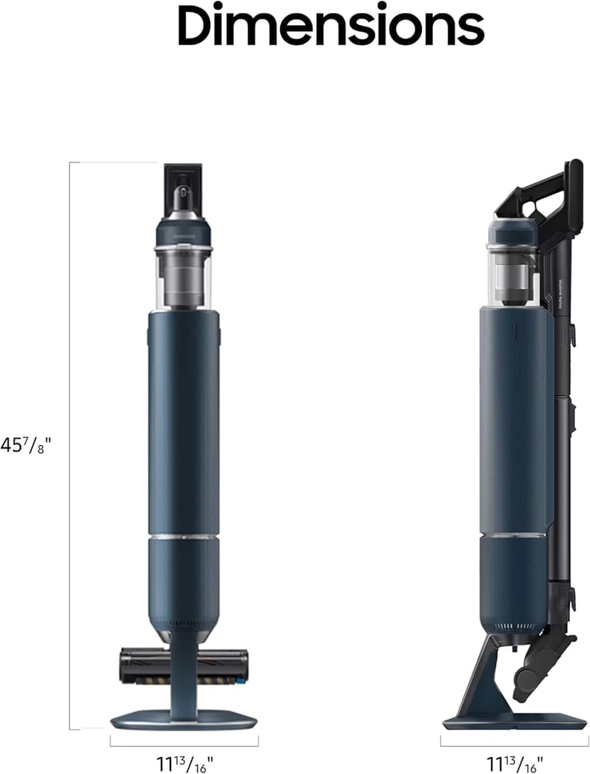 SAMSUNG BESPOKE Jet Cordless Stick Vacuum Cleaner w/ Clean Station, Powerful Multi-Surface Floor Cleaning for Carpet, Hardwood, Tile, 5-Layer Filter, Lightweight, VS20A9580VB/AA, 2023, Midnight Blue