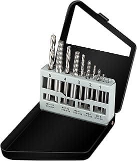 COMOWARE 10pcs Screw Extractor & Left Hand Drill Bit Set, HSS M2, 118° Split Point, 5pcs Left Handed Drill Bits (5/64" - 19/64") & 5pcs Easy Out Screw Extractor Set (#1 - #5), with Index Case