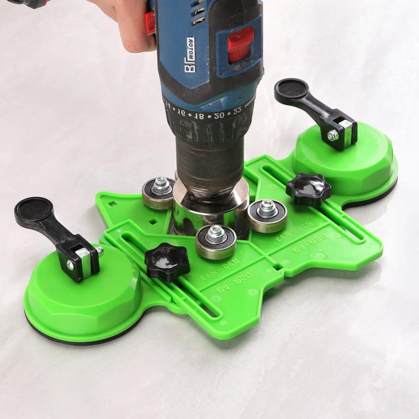 Diamond Hole Saw Kit 17PCS Tile Drill Bits Sets with Double Suction Cups Hole Saw Guide Jig Fixture from 6 mm-50 mm Hollow Drill Hole Saw Set for Ceramic, Glass, Tile, Porcelain, Marble, Granite