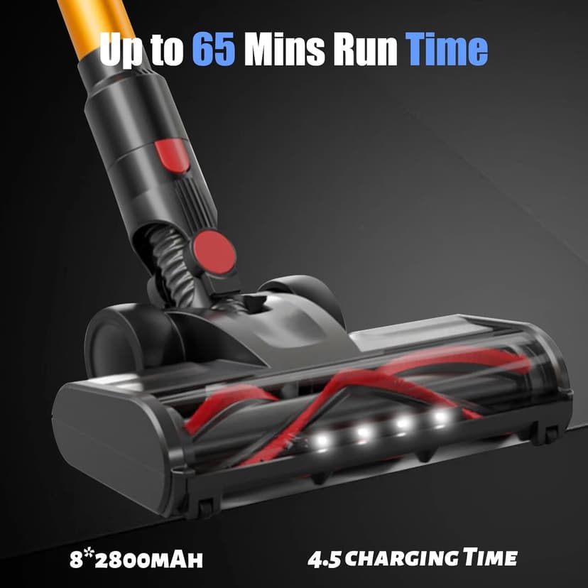 Cordless Vacuum Cleaner, 550W 55KPA 60 Mins Runtime Self-Standing Vacuum Cleaners, Stick Vacuum with Charging Dock Station Removable Battery, Handheld Vacuum for Pet Hair/Carpet/Floor
