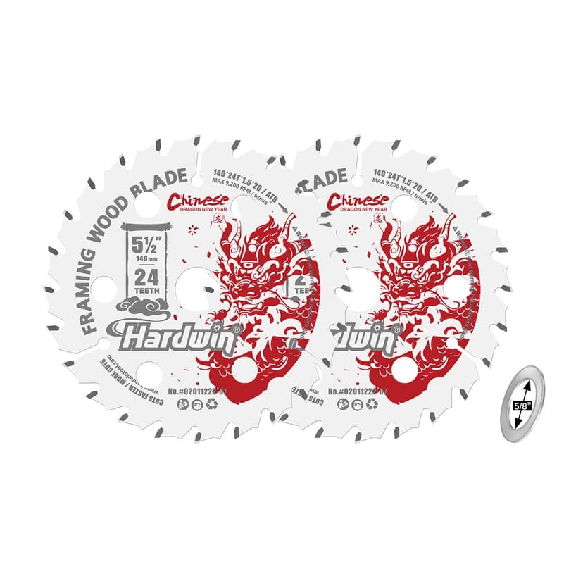 6''24 Teeth Circular Saw Blade for Wood Cutting - 2-Piece Set, Ideal for Plywood, Hardwood, OSB, and More