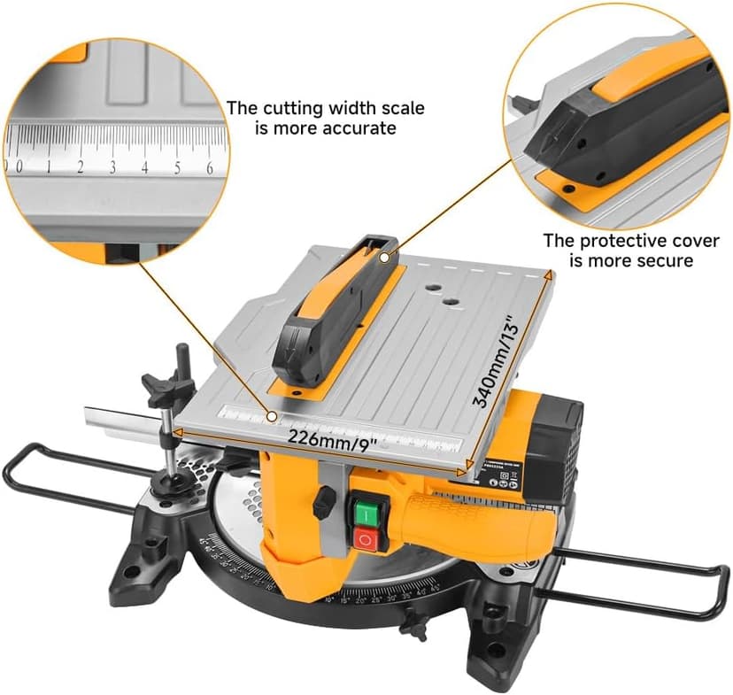 Hoteche 8-1/4-Inch 2-in-1 Compound Miter Saw & Table Saw – 10A Dual-Function Power Tool for Wood and Metal Precision Cutting