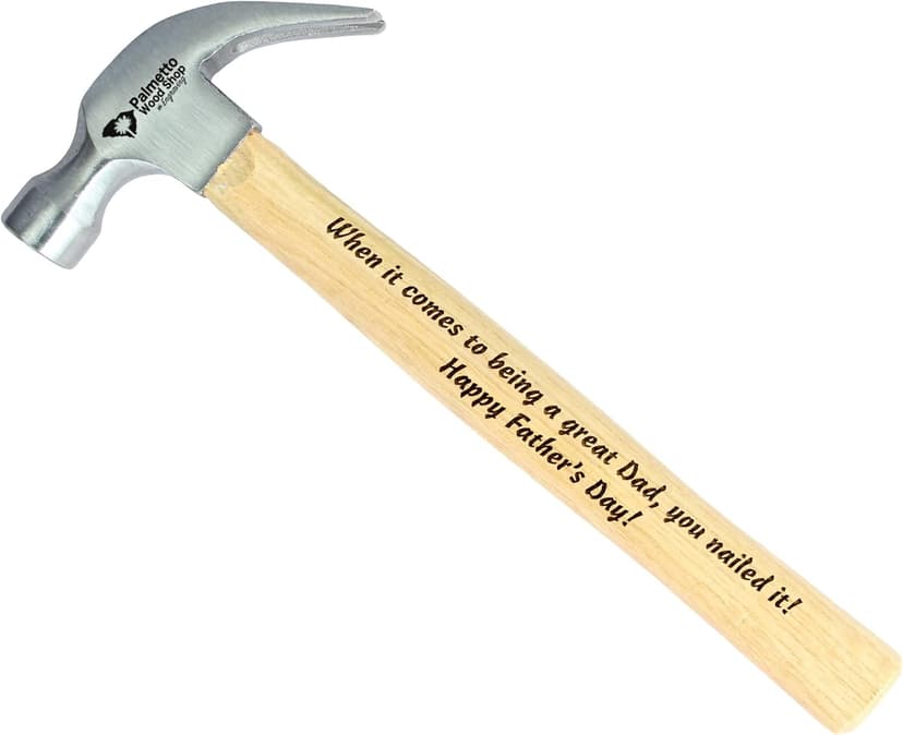 Palmetto Wood Shop Hammer - Laser Engraved Father's Day Gifts, Wood Hammer for Construction, Demolition, DIY Projects, Housework, Carpentry, Metalworking, Framing - Full-Size, 12.5-inch Claw Hammer
