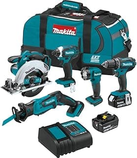 Makita XT510SM-R 18V LXT Lithium-Ion Cordless 5-Tool Combo Kit with 2 Batteries (4 Ah) (Renewed)