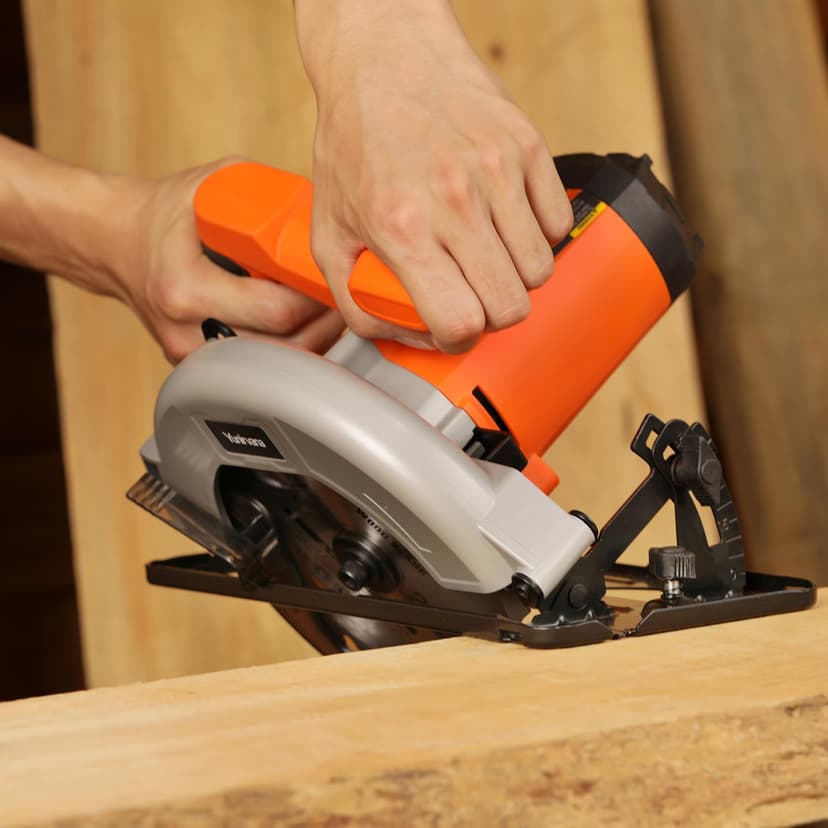 11 Amp Corded Circular Saw with Circular Saw Blade, 6000RPM, Adjustable Cutting Depth, 7-1/4 Inch Blade, Ideal for Wood and Plastic Cuts, Professional Carpentry Tool for Precision Cutting