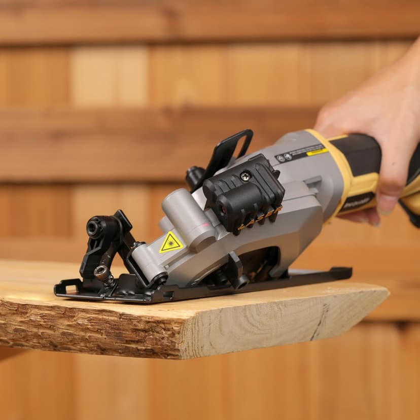 4-1/2 Inch Mini Circular Saw, 3400 RPM Cordless Circular Saw with Laser Guide, Rip Guides, 2 Blades (24T Wood + 60T Metal), Max Cutting Depth 1-11/16" (90°), 1-1/8" (45°)"
