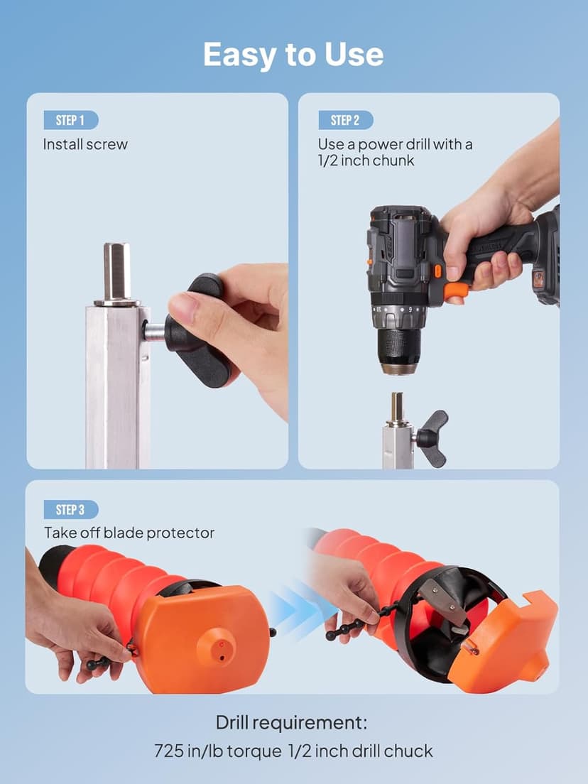 Eyoyo 6-8" Diameter Ice Auger Bit, 1 Set Replacement Blade & Blade Protector with 1/2 Inch Chunk Drill Adapter, Nylon Auger Convenient for Ice Fishing