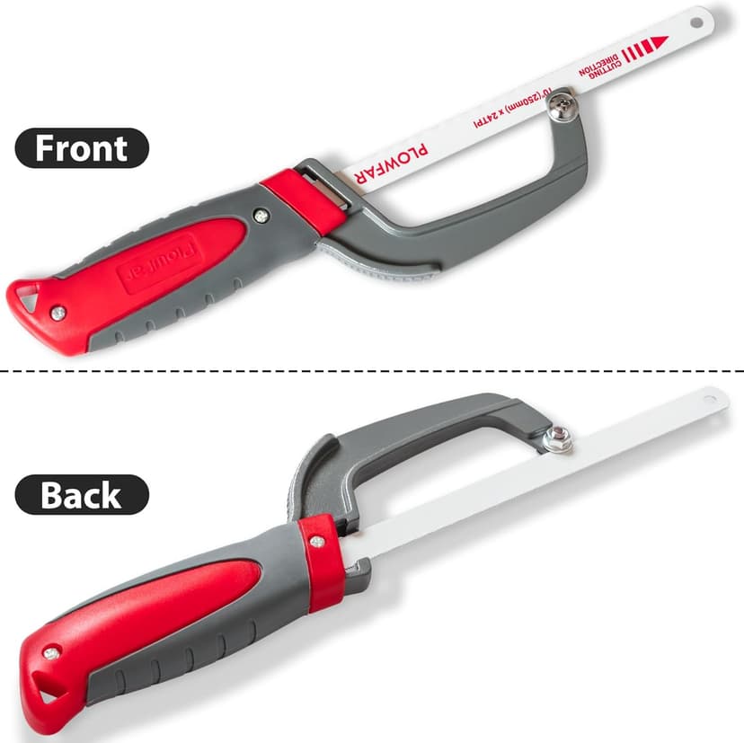 Aluminum Frame Mini Hacksaw with 10" Flexible Bi-Metal HSS Blade for Metal and Wood