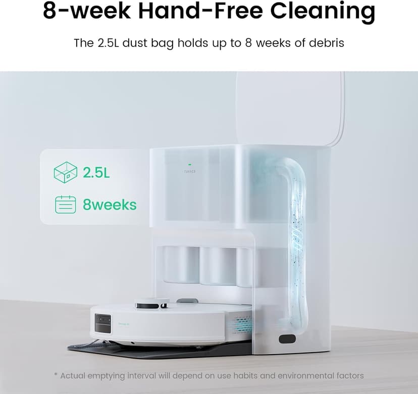 Robot Vacuum with All-in-One Station, Dual Mops with 12 mm Auto-Lift and Carpet Detection, Auto Dust Collection, 6000 Pa Suction, 180 Mins Runtime, Auto Mop Washing & Drying