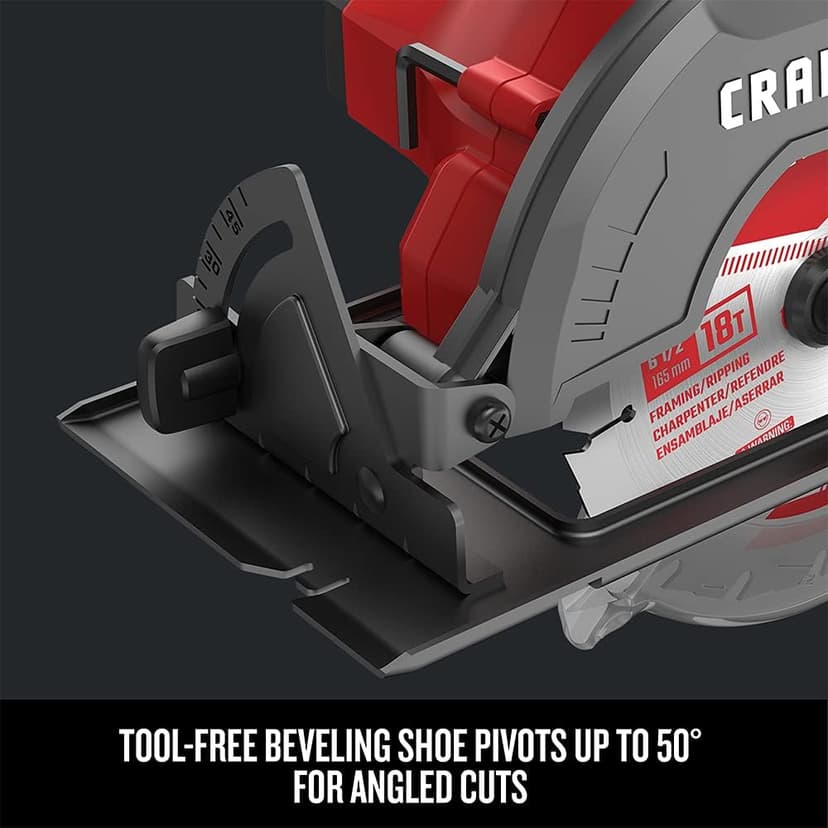 CRAFTSMAN V20 Cordless Circular Saw Kit, 6-1/2 inch, Battery and Charger Included (CMCS500M1)