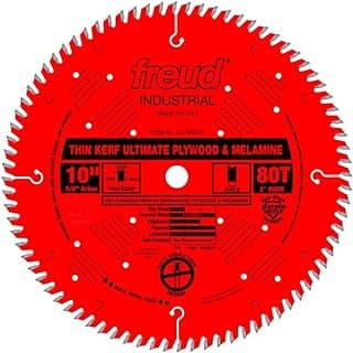 Freud Thin Kerf Ultimate Plywood & Melamine Saw Blade with Premium Tico Hi-Density Carbide Crosscutting Blend for Maximum Performance - 10" Diameter, 80 Teeth - LU79R010
