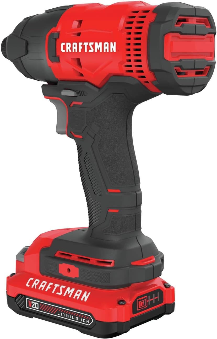 CRAFTSMAN 20V MAX Impact Driver Kit, 1/4 Inch, 2,800 RPM, LED Work light, Battery and Charger Included (CMCF800C1)