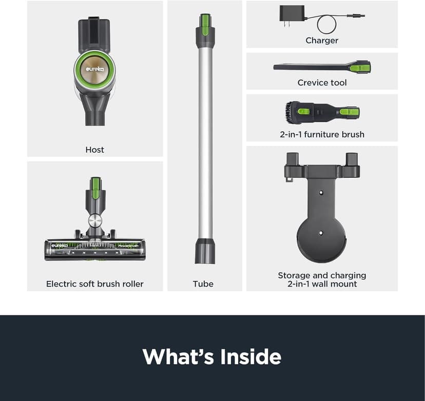 Eureka Lightweight Cordless Stick Vacuum Cleaner Convenient for Hard Floors, Rechargeable Handheld Vacuum Cleaner Portable with Powerful Motor Efficient Suction, RapidClean Ultra NEC370GR, Moss Green