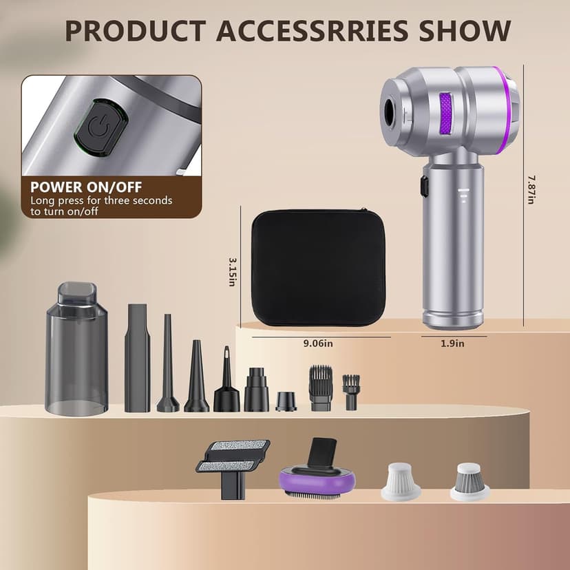 22000PA Handheld Vacuum Cleaner - 4-in-1 Cordless Car Vacuum with Brushless Motor, Type-C Fast Charging, Portable Air Duster for Home/Car/Office (Purple)