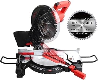 2025 Upgrade Miter Saw 10”, Chop Saws For Woodworking With 15-Amp Power Motor, 40t Tct Blade, 0-45°Mitre & Bevel, Compound Miter Saw For All Skill Levels Wood Work