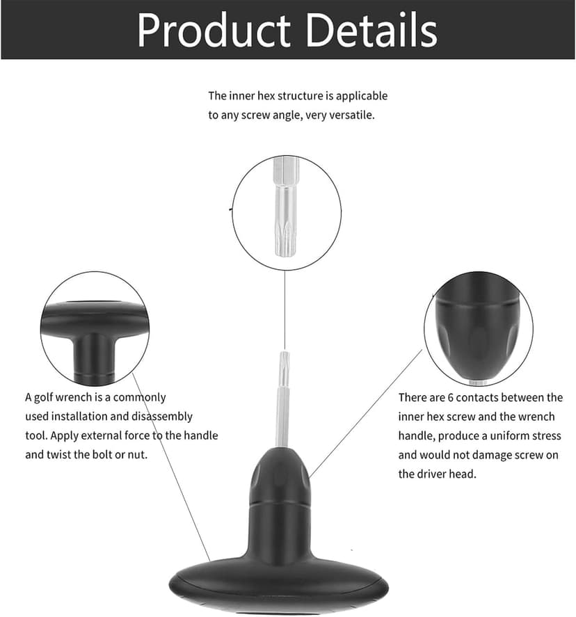Golf Wrench Tool Golf Driver Tool Golf Torque Wrench Golf Head Adjustment Tool Golf Accessories Lightweight Replace Adjustment Wrench for Golf Club Driver Shaft Adapter