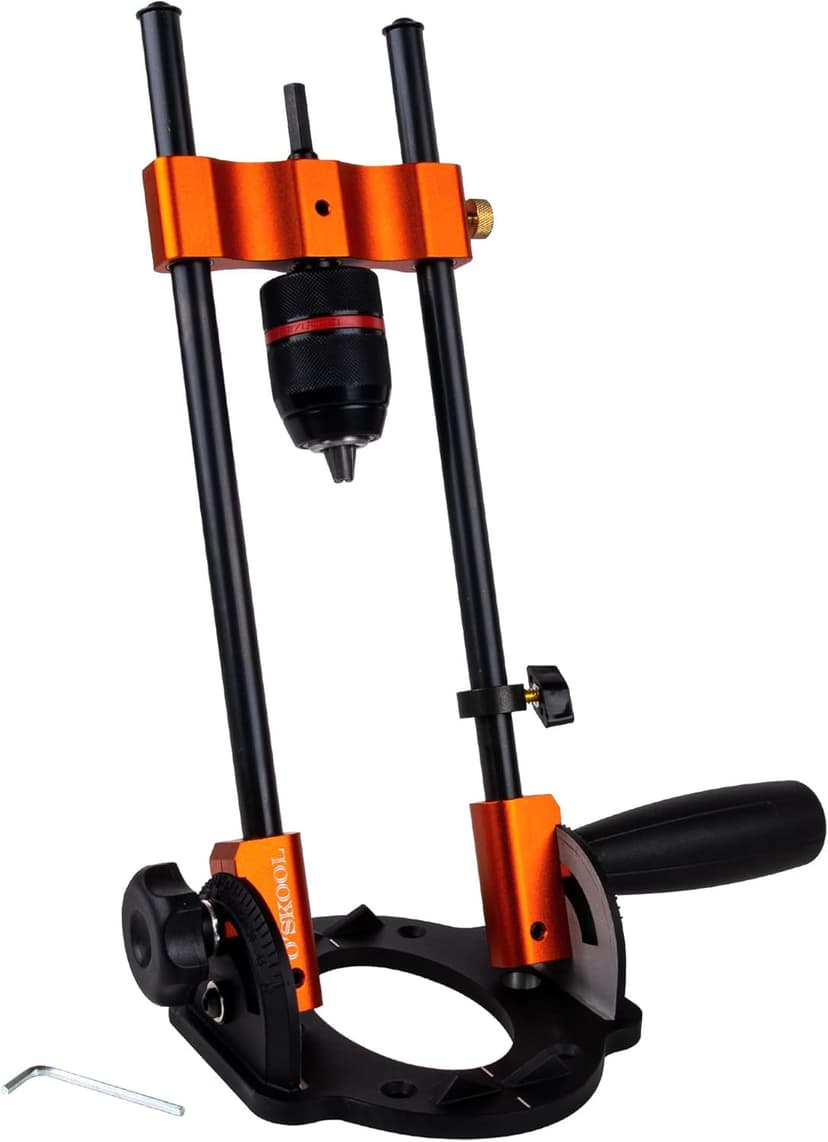 O'SKOOL Multi-Angle Drill Guide for Cordless Drills, Adjustable from 0° to 60° for Flat and Round Workpieces