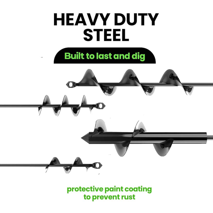 Auger Drill Bit for Planting 4 Pack – Garden Spiral Hole and Bulb Planter Tool for Umbrella Holes - Compatible with 3/8 Inch Hex Drive