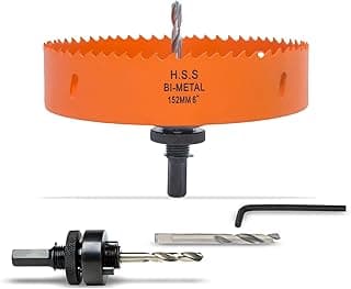 6 Inch Hole Saw with Arbor for Metal Wood and Plastic Cutting, 152mm Bi-Metal Hole Cutter for Different Project with Smooth and Flat Drilling Edge, Fast Chip Removal, Handy Hole Saw Kit Set