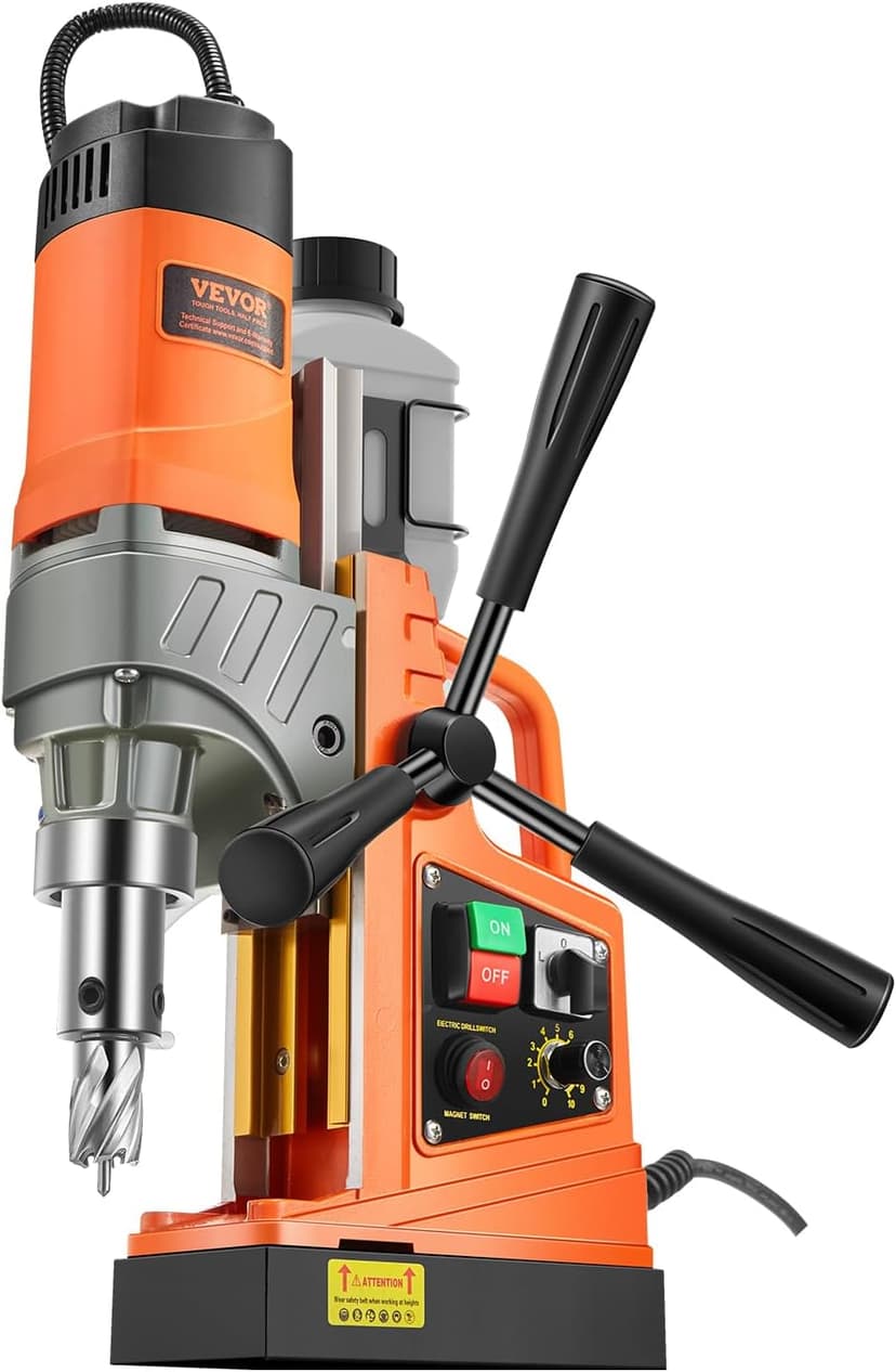 VEVOR Magnetic Drill, 1450W Motor 2 in Boring Diameter, 2878 lbf Portable Electric Mag Drill Press, with 6 Coring Bits, Variable Speed, Drilling Machine for Metal Surface, Home Improvement Industry