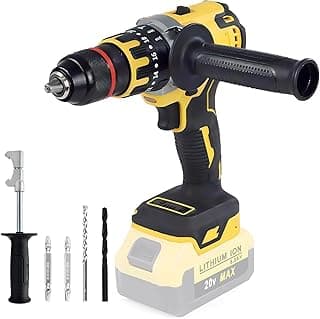 Cordless Hammer Drill for Dewalt 20V MAX Battery, Compact Brushless Impact Driver, Cordless 1/2" Hammer Drill Driver with Variable Speed, Handlebar for Home Improvement, Woodworking, Metal(Tool Only)