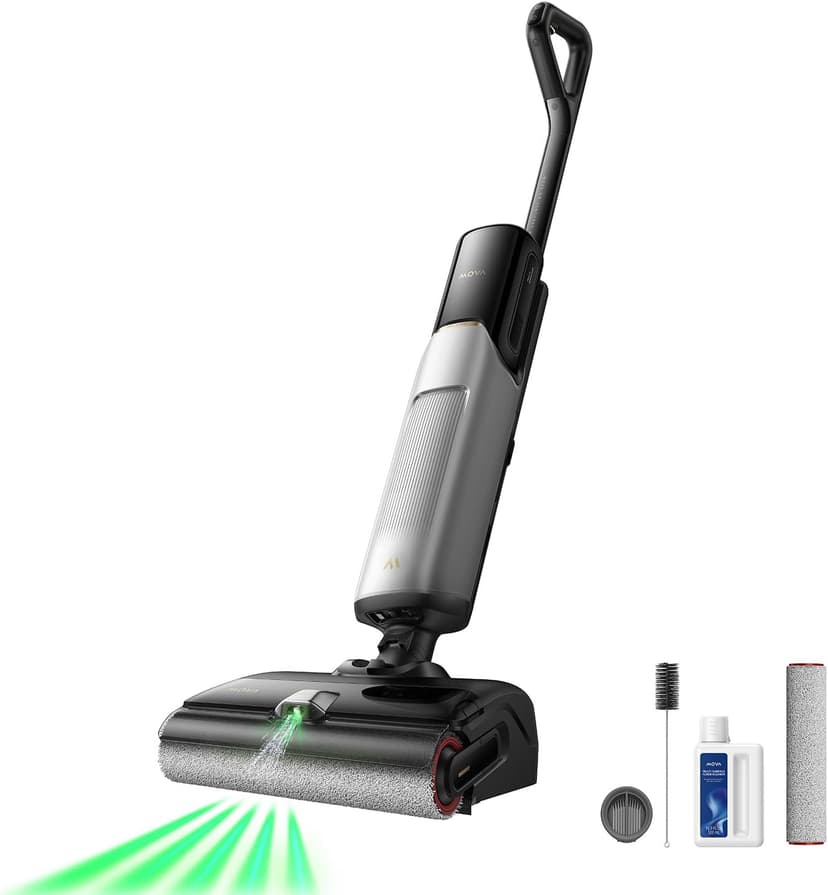 Mova X4 Pro Wet Dry Vaccum Cleaner, 20000Pa Cordless Vacuum Mop with Zero Tangle, Hot Water Mopping for Sticky Messes,194℉ Hot Air Self Drying, 180° Lie Flat, Push-In Charging Station, LED Display