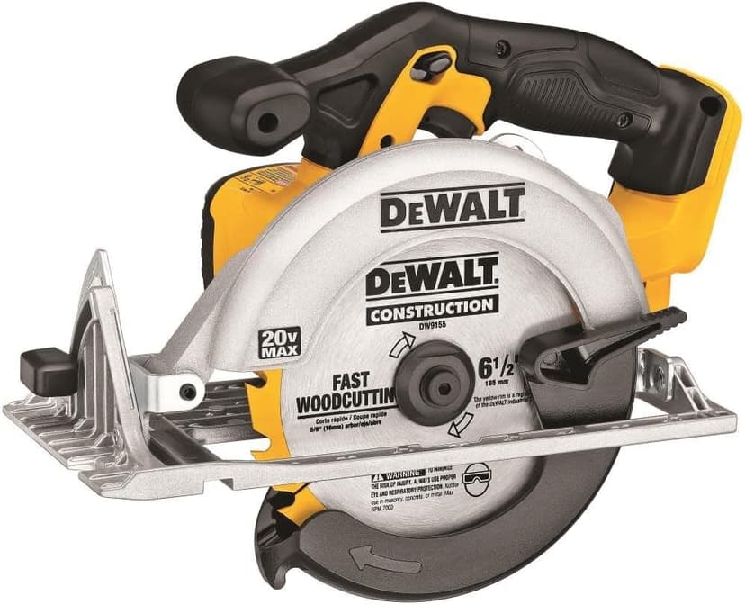 DEWALT 20V MAX Circular Saw, 6-1/2-Inch Blade, 460 MWO Engine, 0-50 Degree Bevel Capability, Battery Not Included - Tool Only (DCS391B)