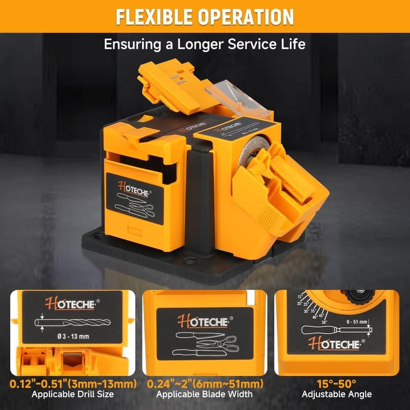 Hoteche 3-in-1 Electric Multi-Functional Sharpener 65W Universal Sharpening Station Grinding Machine for Knives, Drills, Chisels, and Scissors