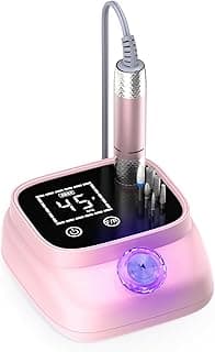 Electric Nail Drill 45000 RPM, Professional Rechargeable Nail File Kit, Nail Drill Machine, Nail Grinder, Acrylic Nail Kit for Any Manicure, Pedicure, Gel Polishing Removing, Pink