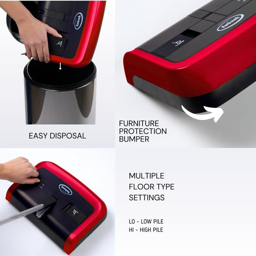 Ewbank Evolution Multi Surface Cordfree Non-Electric Portable Hardwood Floor and Carpet Sweeper with Adjustable Height