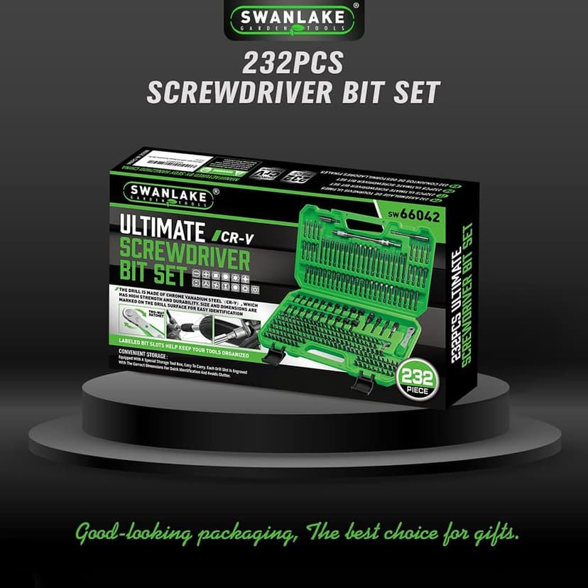 SWANLAKE 232PCS Ultimate Screwdriver Bit Set,Chrome Vanadium Steel Driver Bit Set, Includes Security Bits,Nut Driver, Ratchet Wrench and Bits Holder