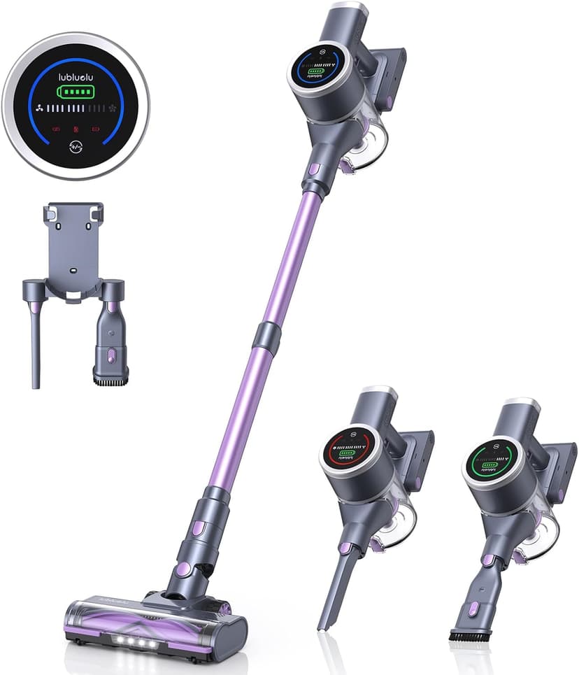 Lubluelu Cordless Vacuum Cleaner, 25Kpa Brushless Vacuum Cleaner, Cordless Vacuum with LED Display Screen, 6 in 1 Stick Vacuum for Pet Hair Carpet Hard Floor