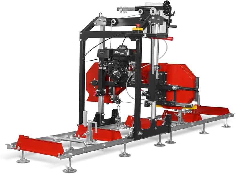 212cc 7HP Gasoline Engine,18'' Log Diameter,8'1'' Cutting Length,15" Board Width And 7'' Board Thickness,10' Track Length,Portable Wood Sawmill Chain Saw,Model SM-18