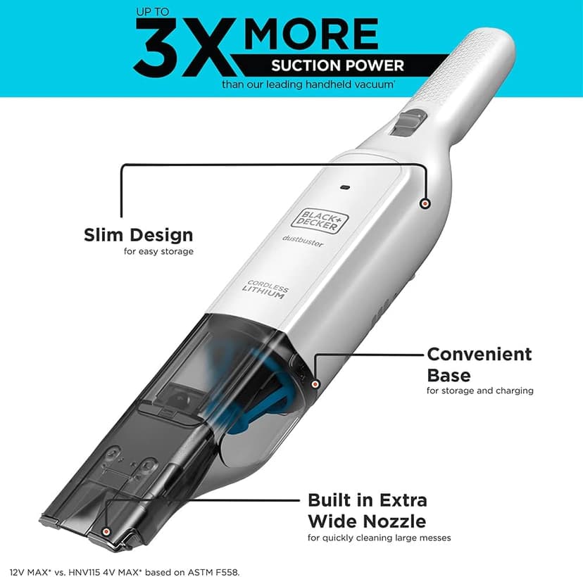 BLACK+DECKER 12V MAX Handheld Vacuum Cordless, dustbuster® AdvancedClean™ with Base Charger (HLVC315B10)